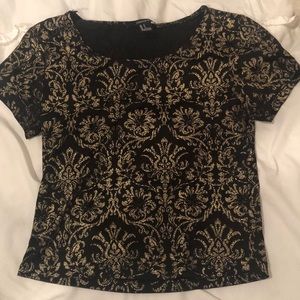 Forever 21 black and gold crop top